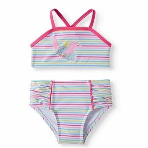 NWT Disney Baby Dumbo Baby Girl Bikini Swimsuit Tankini Striped Rusching 6-9 Mos